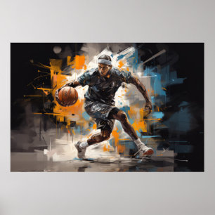 Basketball Action Sport Malerei Abstrakt Art Deco Poster