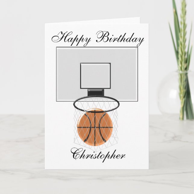 Basketball addieren gerade Namensgeburtstag Karte (Vorderseite)