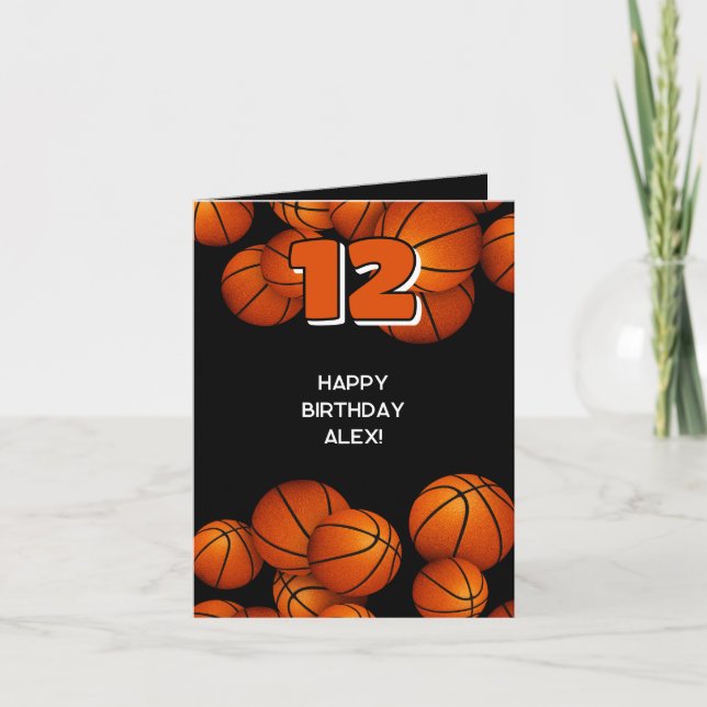 Basketball Akzent Jungen Mädchen glücklich Geburts Karte (Vorderseite)