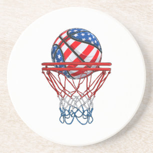 Basketball American Patriotic 4. Juli US-Flagge Getränkeuntersetzer
