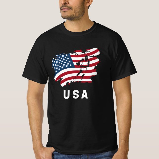 Basketball American USA Flag 2021 T-Shirt (Vorderseite)