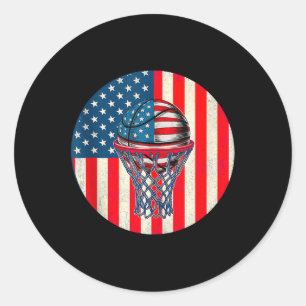 Basketball Amerikanische Flagge 4. Juli USA Patrio Runder Aufkleber