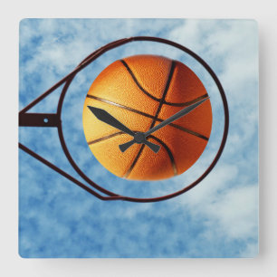 Basketball And Hoop, Quadratische Wanduhr