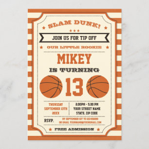 Basketball Anniversaire Fête Invitation