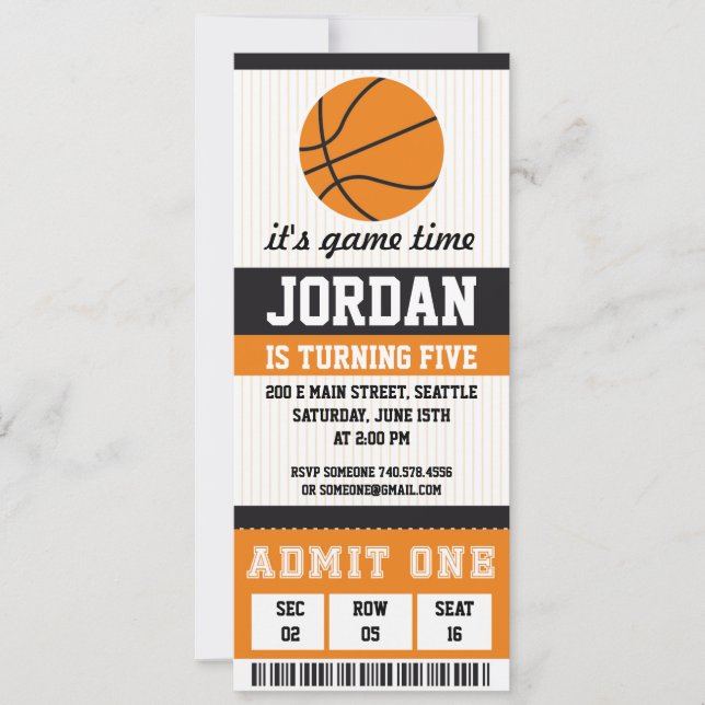 Basketball Anniversaire Invitation Anniversaire Fê (Devant)