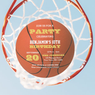 Basketball Anniversaire Round Invitation