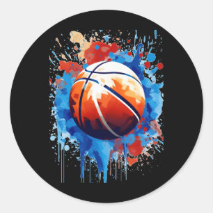 Basketball Art Poster Grafik Runder Aufkleber