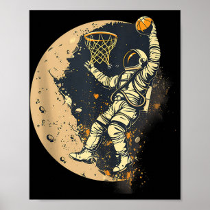 Basketball Artwork Astronaut Zeichne Basketball Lo Poster