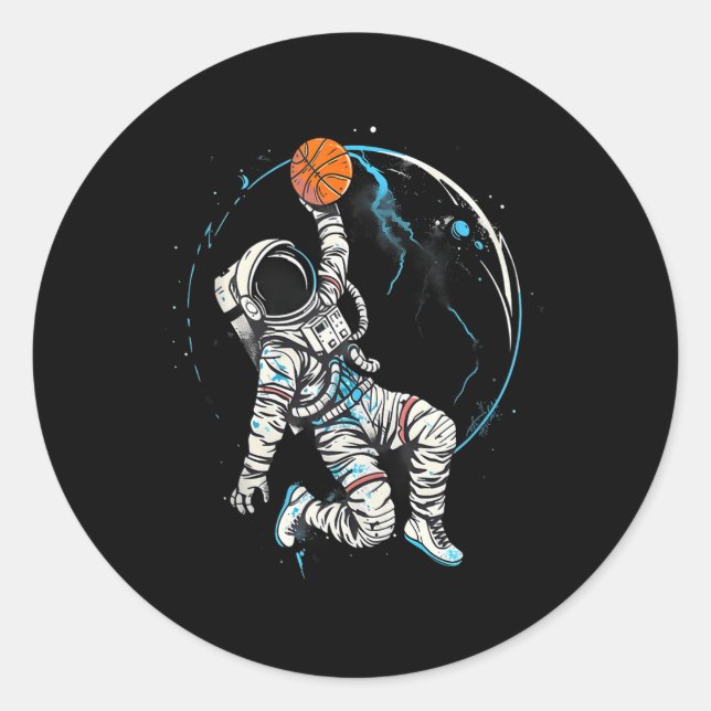 Basketball Artwork Basketball Spieler Astronaut Dr Runder Aufkleber (Vorderseite)