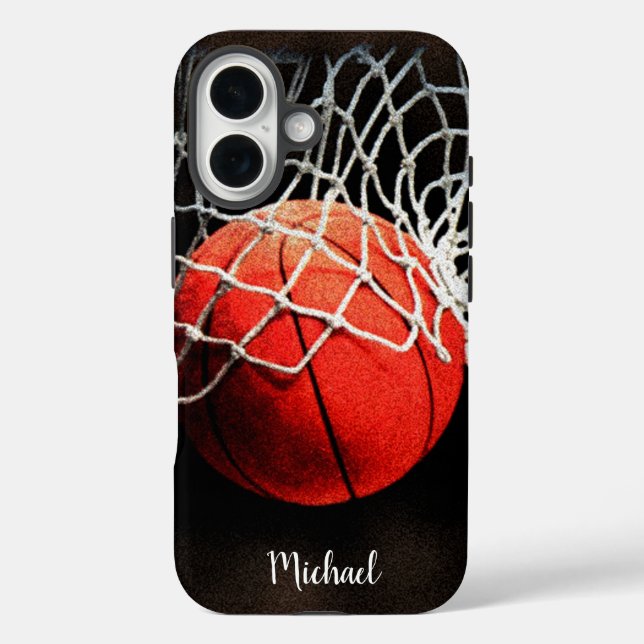 Basketball Artwork Your Name iPhone 16 Hülle (Rückseite)