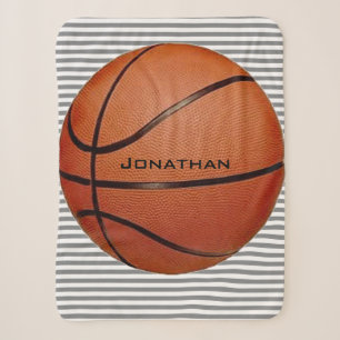 Basketball auf Streifen Design Sherpa Blankon Sherpadecke