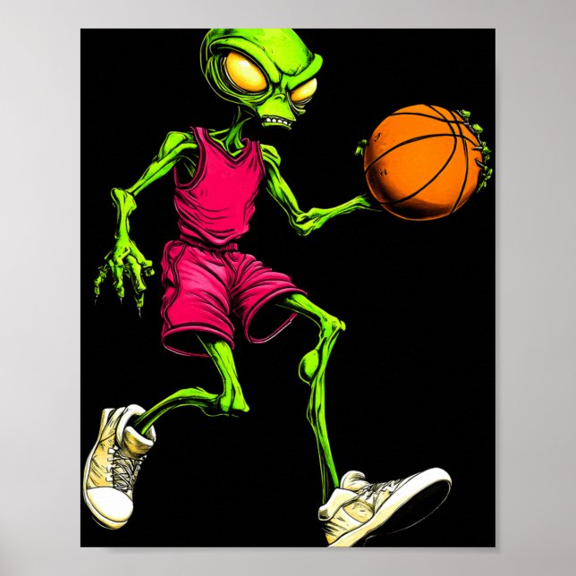 Basketball Außerirdische Langschläfchen Poster (Vorne)
