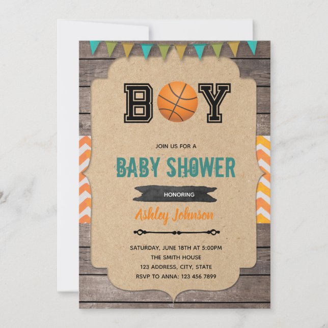 Basketball-Babydusche Einladung (Vorderseite)
