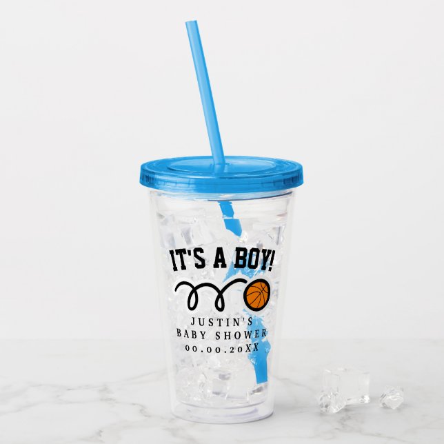 Basketball-Babypartyacryltrommelglas des Jungen Acryltrinkbecher (Vorderseite Ice)