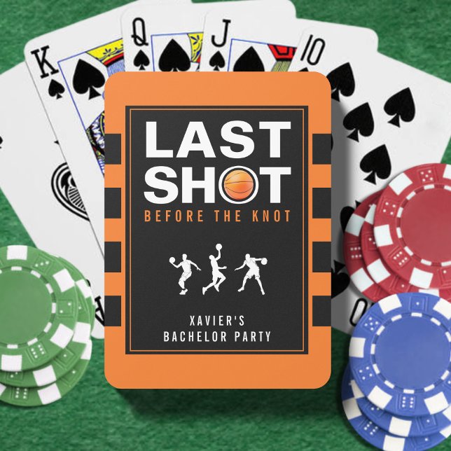 Basketball Bachelor Party Last Shot Orange Striped Spielkarten (Von Creator hochgeladen)