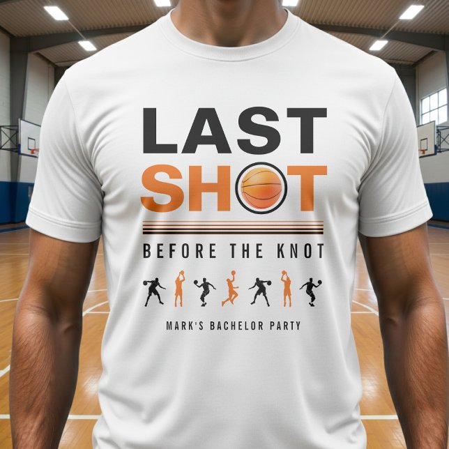 Basketball Bachelor Party Last Shot Orange & White T-Shirt (Von Creator hochgeladen)