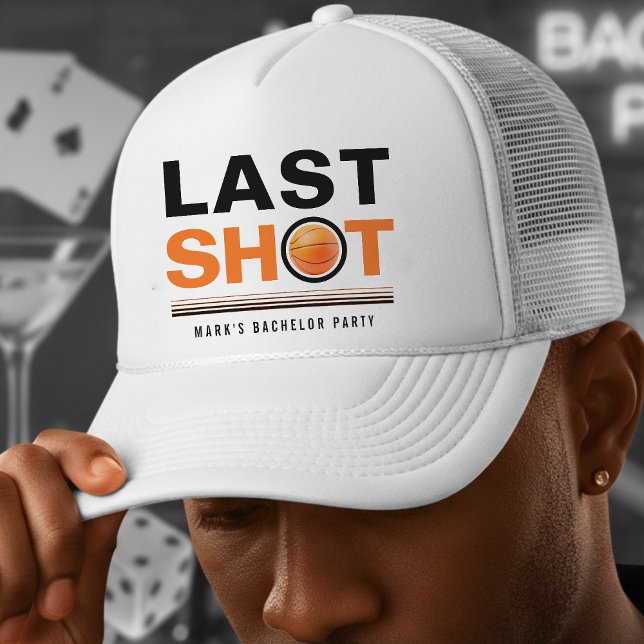Basketball Bachelor Party Last Shot Orange & White Truckerkappe (Basketball Bachelor Party Last Shot Orange & White Trucker Hat
)