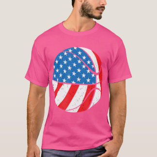 Basketball Ball 4. Juli American Flag Patrioti T-Shirt