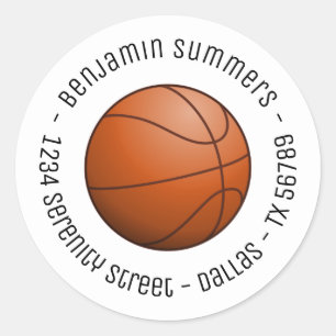 Basketball-Ball, benutzerdefinierter Text Runder Aufkleber