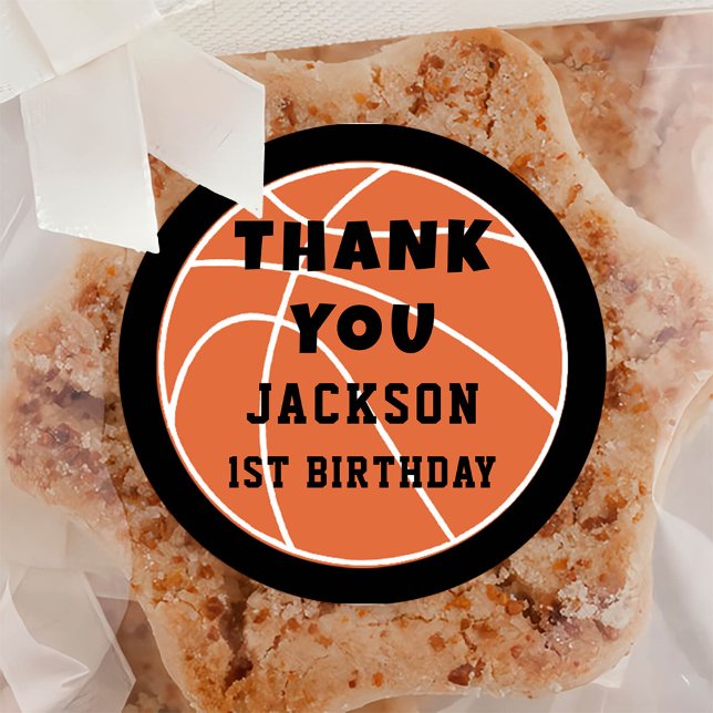 Basketball Ball Birthday Classic Round Sticker (Von Creator hochgeladen)