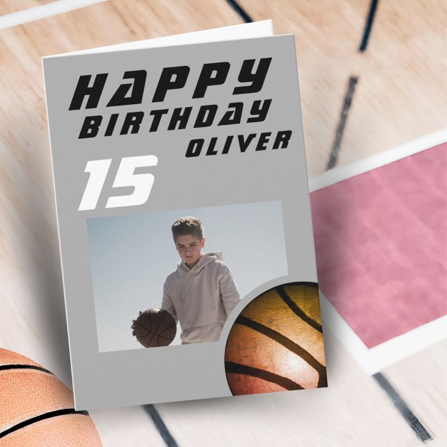 Basketball Ball Boy Photo Bonne Carte Anniversaire (Créateur téléchargé)