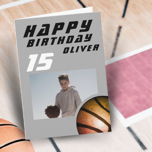 Basketball Ball Boy Photo Bonne carte d'anniversai