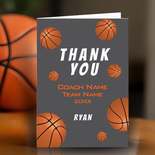 Basketball Ball Danke, Coach Card Dankeskarte (Von Creator hochgeladen)