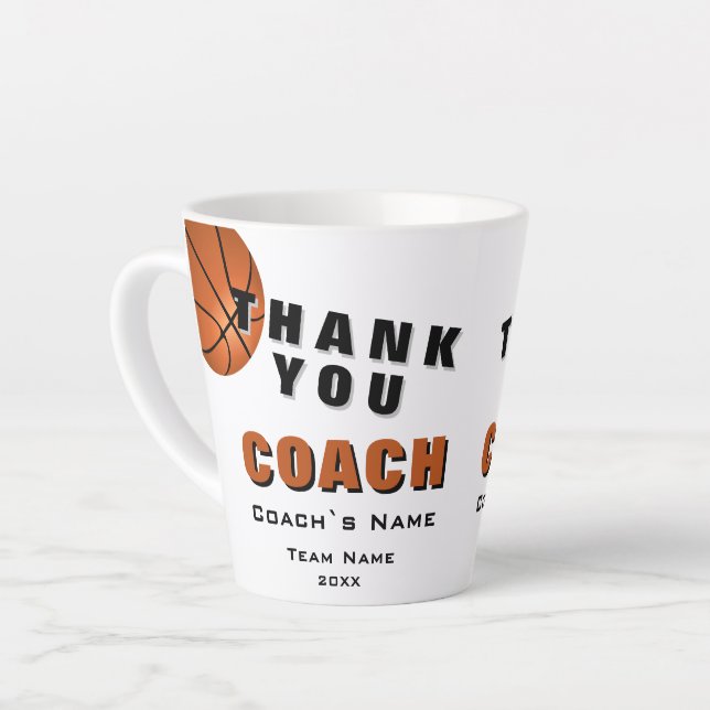 Basketball Ball Danke Trainer  Milchtasse (Linke Ecke)