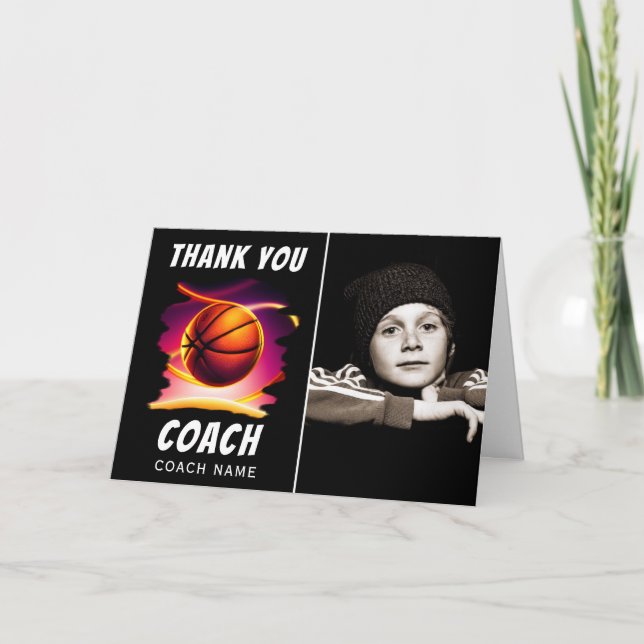 Basketball Ball Foto Danke Coach Card (Vorderseite)