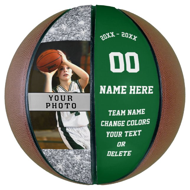 Basketball Ball für Grüne und Weiße Personalisiert (Vertikal)