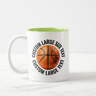 Basketball Ball, Großer Text LIME GRÜN 11oz Custom Zweifarbige Tasse