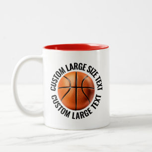 Basketball Ball & Großer Text ROT 320g Custom Zweifarbige Tasse