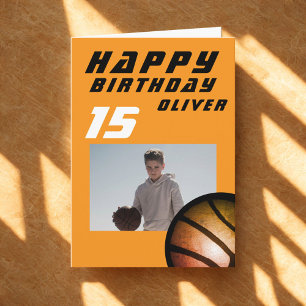Basketball Ball Jungen Foto Alles Gute zum Geburts Karte