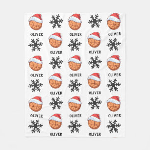 Basketball Ball mit roter Weihnachtsmannmütze Snow Fleecedecke