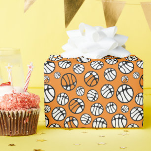 Basketball Ball Muster Orange Name Geschenkpapier