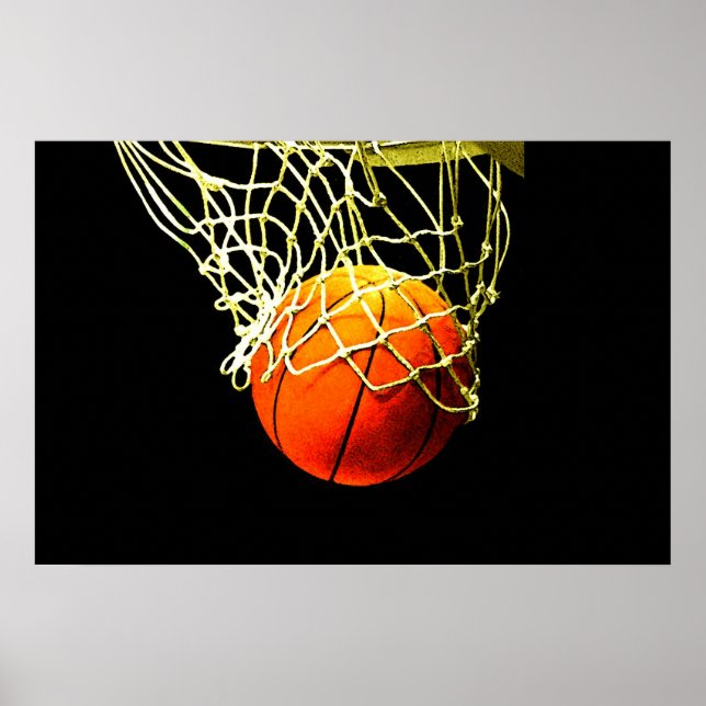 Basketball Ball & Net Druckposter Poster (Vorne)