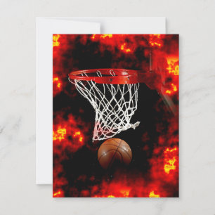 Basketball-Ball, Net & Flames Einladungen