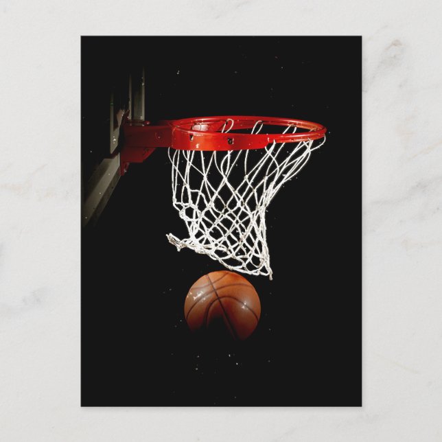 Basketball-Ball & Net Postkarte (Vorderseite)