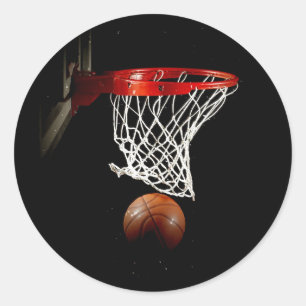 Basketball-Ball & Net Runder Aufkleber