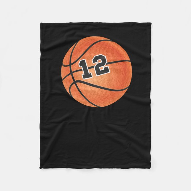 Basketball-Ball Nummer 12 Fleecedecke (Vorderseite)