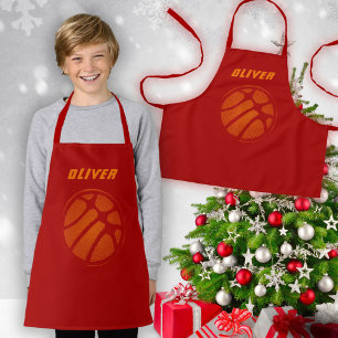 Basketball Ball Orange Red Sports Kids Name Schürze