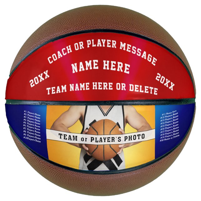 Basketball-Ball personalisiert, rot, weiß und blau Basketball (Vorderseite)