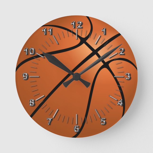 Basketball (Ball) Runde Wanduhr (Vorderseite)