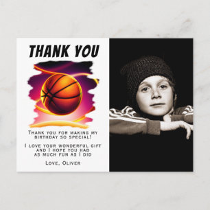 Basketball Ball Sports Foto Geburtstag Vielen Dank Postkarte