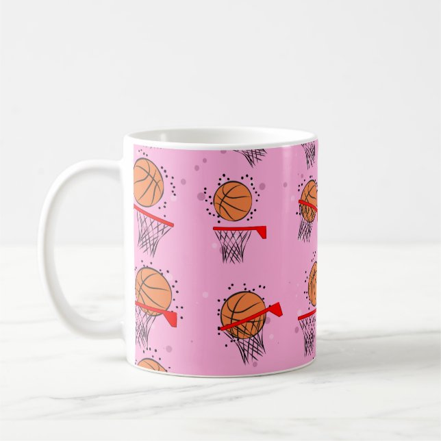 Basketball - Ball- und Hoop-Muster Kaffeetasse (Links)