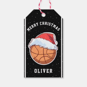 Basketball Ball Weihnachtsmannmütze Name Frohe Wei Geschenkanhänger