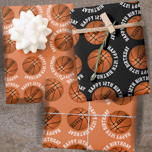 Basketball Bälle Kinder Name Sport Alles Gute zum  Geschenkpapier Set