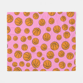 Basketball Bälle Muster auf rosa Hintergrund  Fleecedecke