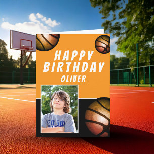 Basketball Bälle Sport Kinder Happy Birthday Foto Karte