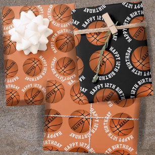 Basketball Balls Kinder Sport zum Geburtstag Geschenkpapier Set